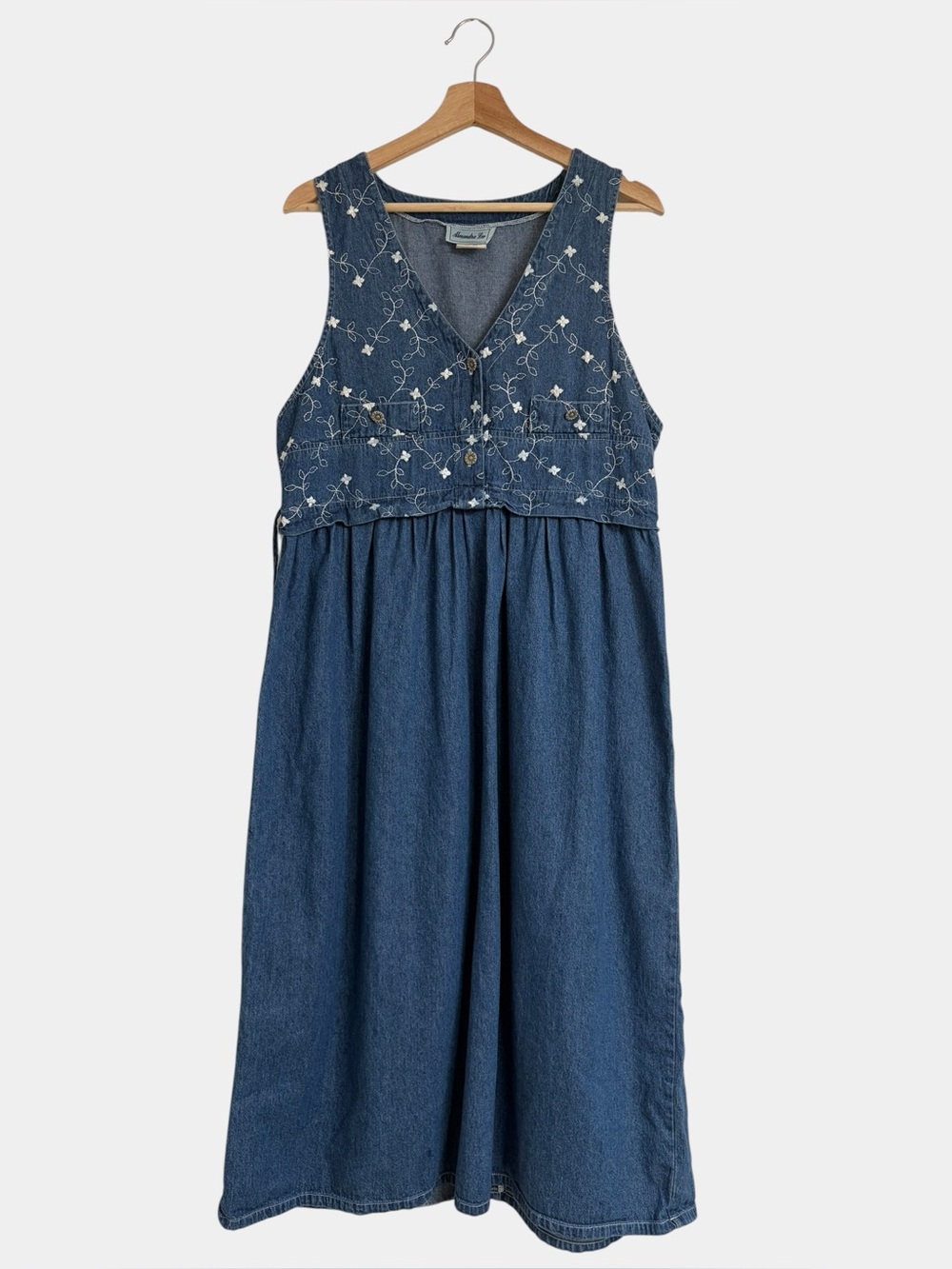 Vintage Alexandra Lee Embroidered Denim Dress